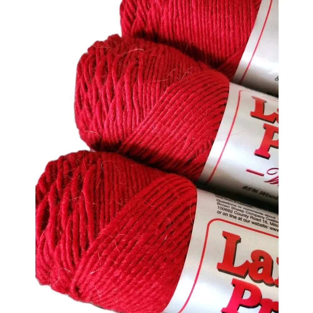 Lot Of 4 Lambs Pride Worsted Yarn Red Hot Passion Wool Mohair 4oz Skeins USA